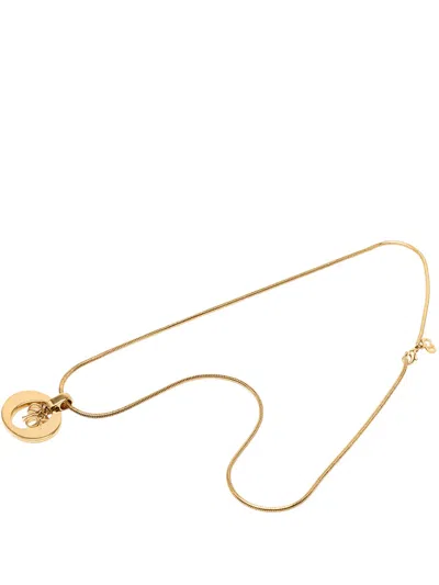 Pre-owned Dior 2000-2020 Gold Plated Logo Pendant Necklace Costume Necklace