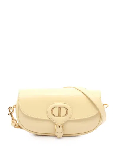 Pre-owned Dior 2000-2025 Calfskin Bobby East West Crossbody Bag In Yellow