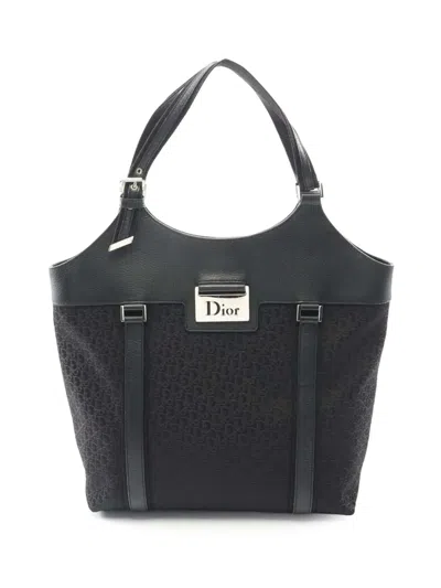 Pre-owned Dior 2000-2025 Canvas Street Chic Trotter Tote Bag In Black