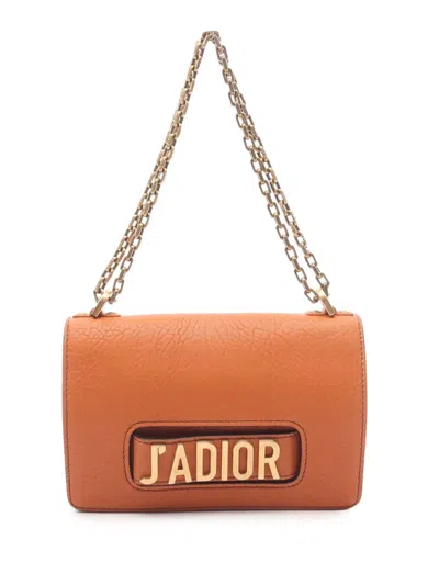 Pre-owned Dior 2000-2025 Canyon Grained Lambskin J A Chain Flap Crossbody Bag In Orange