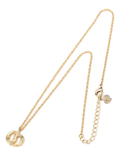 Pre-owned Dior 2000-2025 Gold Plated Cd Logo Pendant Necklace Costume Necklace