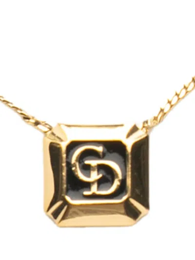 Pre-owned Dior 2000-2025 Gold Plated Cd Logo Plate Pendant Necklace Costume Necklace