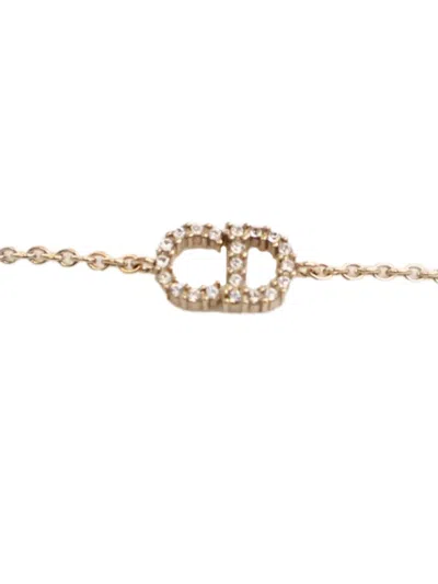 Pre-owned Dior 2000-2025 Gold Plated Crystal Petit Cd Bracelet Costume Bracelet