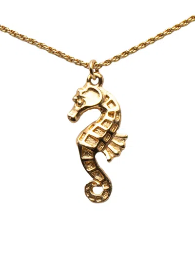 Pre-owned Dior 2000-2025 Gold Plated Seahorse Pendant Necklace Costume Necklace