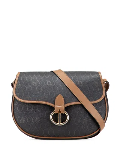 Pre-owned Dior 2000-2025 Honeycomb Coated Canvas Crossbody Bag In Brown