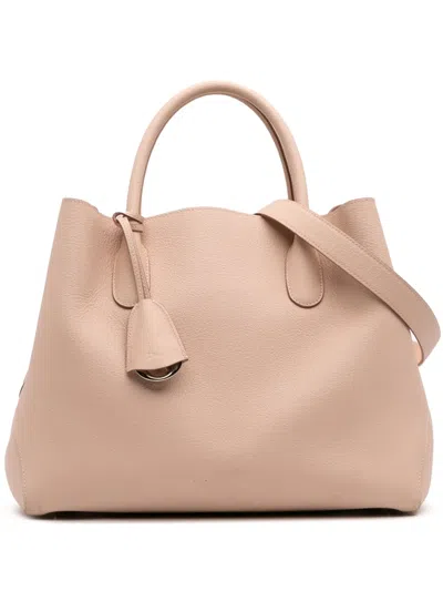 Pre-owned Dior 2000-2025 Large Supple Grained Calfskin Open Bar Tote Satchel In Brown