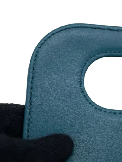 Pre-owned Dior 2000-2025 Medium Calfskin Double Chain Bag Crossbody Bag In Blue