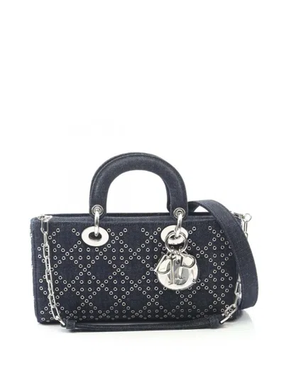 Pre-owned Dior 2000-2025 Medium Cannage Lady D-joy Handbag In Blue