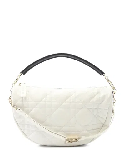 Pre-owned Dior 2000-2025 Medium Lambskin Cannage  Vibe Hobo Satchel In Black