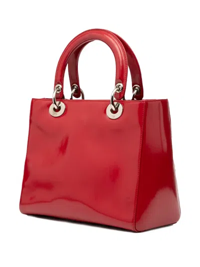 Pre-owned Dior 2000-2025 Medium Patent Lady  Satchel In Red