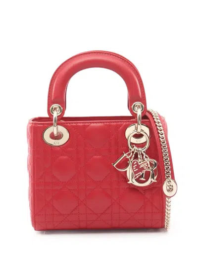 Pre-owned Dior 2000-2025 Mini Patent Cannage Lady  Satchel In Red