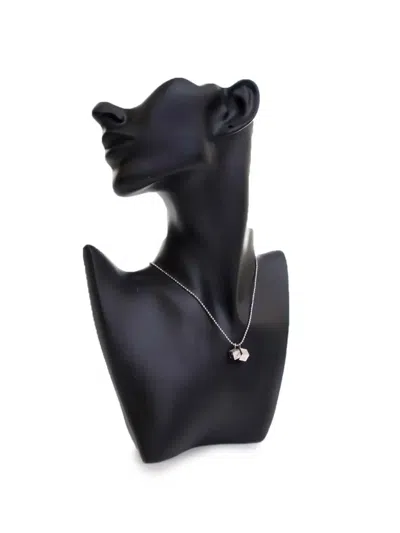 Pre-owned Dior 2000-2025 Palladium Plated Enamel Dice Logo Pendant Necklace Costume Necklace