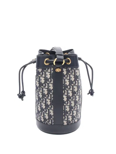 Pre-owned Dior 2000-2025 Small Oblique Canvas Drawstring Backpack In Blue