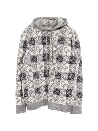 Pre-owned Dior 2000 All-over Pattern Pullover Hoodie In Grey
