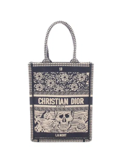 Pre-owned Dior 2000 Book Tote La Mort Tote Bag In Blue