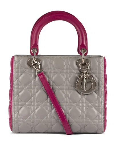 Pre-owned Dior 2000 Cannage Lady  Handbag In Gray