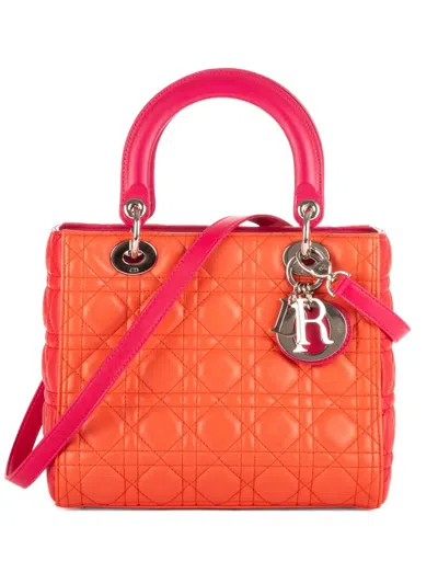 Pre-owned Dior 2000 Cannage Lady  Handbag In Orange