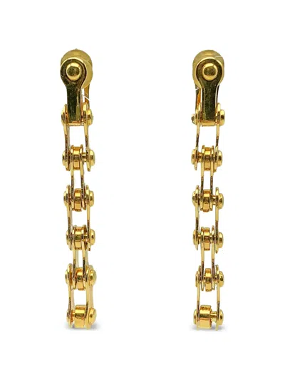 Pre-owned Dior 2000 Chain Statement Earrings In Gold