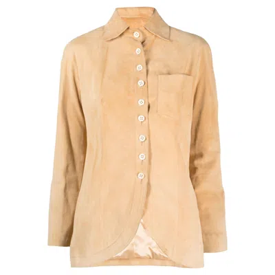 Pre-owned Dior 2000 Christian  & John Galliano Suede Shirt In Orange
