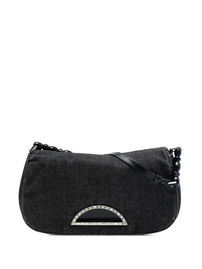 Pre-owned Dior 2000 Denim Malice Flap Shoulder Bag In Gray