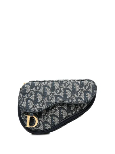 Pre-owned Dior 2000 Issimo Canvas Saddle Pouch In Blue