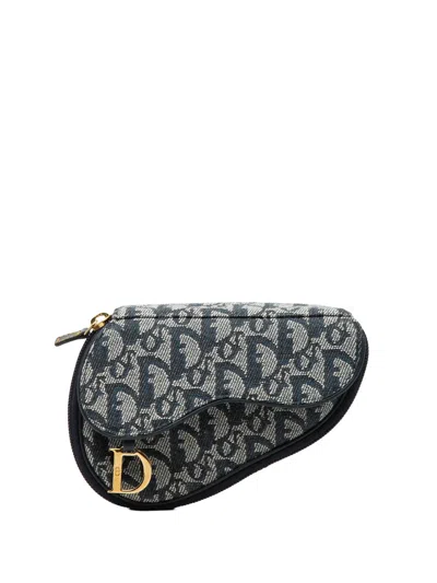 Pre-owned Dior 2000 Issimo Canvas Saddle Pouch In Blue