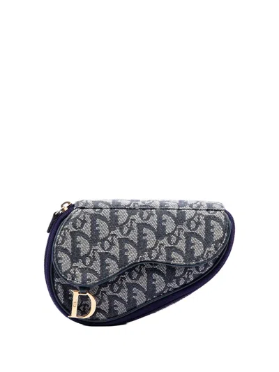 Pre-owned Dior 2000 Issimo Canvas Saddle Pouch In Blue