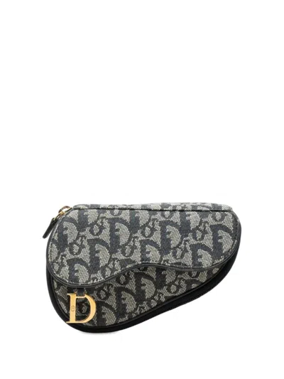 Pre-owned Dior 2000 Issimo Canvas Saddle Pouch In Blue