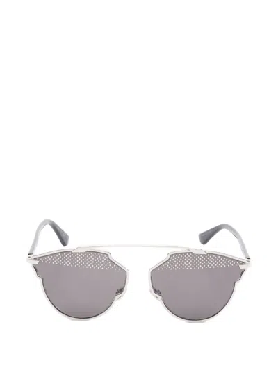 Pre-owned Dior 2000 Dotted Soreal S Sunglasses In Silver