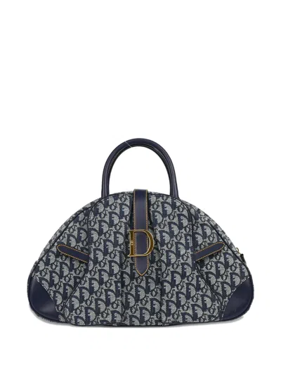 Pre-owned Dior 2000 Double Saddle Tote Bag In Blue