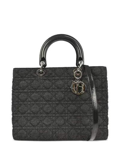 Pre-owned Dior 2000 Lady Cannage Tote Bag In Black