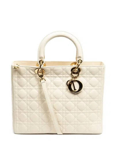 Pre-owned Dior 2000 Lady  Cannage Handbag In Neutral