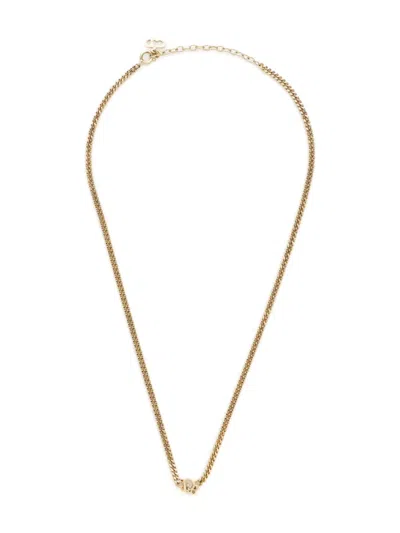 Pre-owned Dior 2000 Logo Necklace In Gold