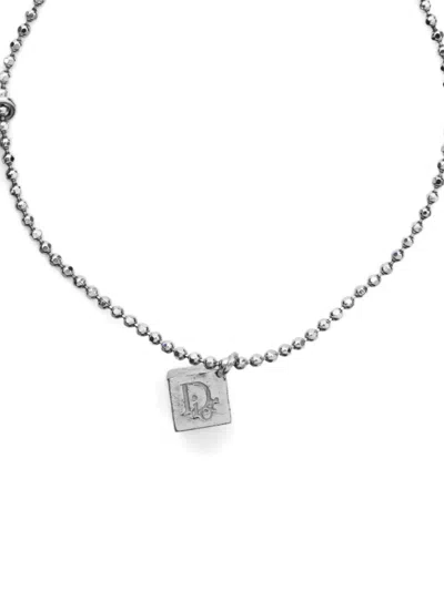 Pre-owned Dior 2000 Logo-pendant Bracelet In Silver