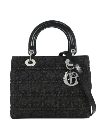Pre-owned Dior 2000 Medium Lady  Cannage Tote Bag In Black
