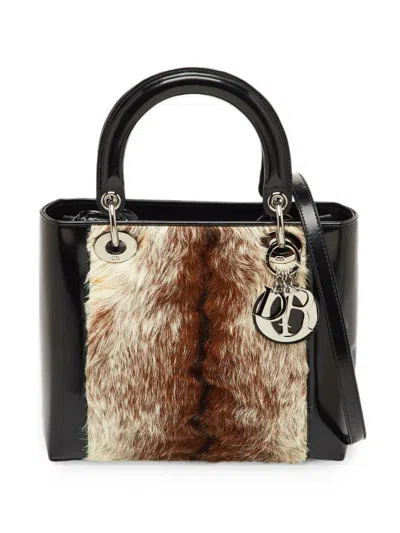 Pre-owned Dior 2000 Medium Lady  Two-way Handbag In Black