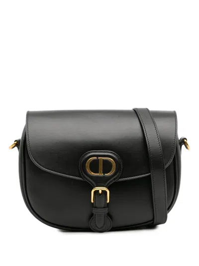 Pre-owned Dior 2000 Medium Leather Bobby Crossbody Bag In Black