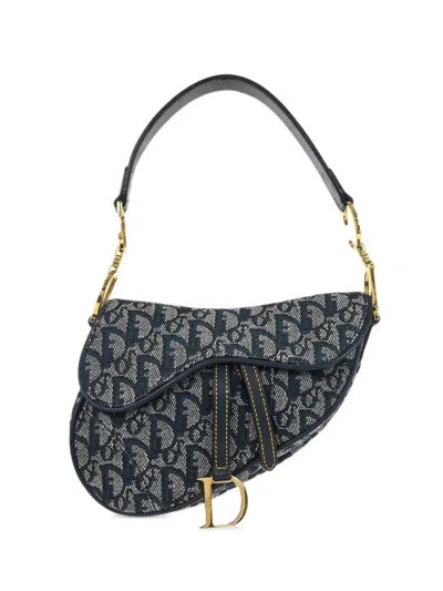 Pre-owned Dior 2000 Saddle Canvas Tote Bag In Blue