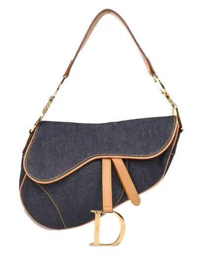 Pre-owned Dior 2000 Saddle Shoulder Bag In Blue