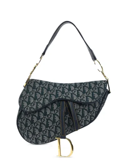 Pre-owned Dior 2000 Saddle Tote Bag In Blue