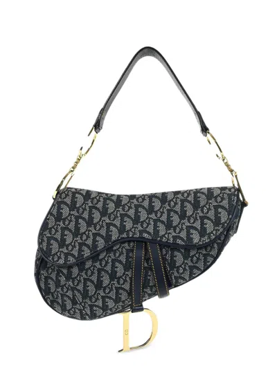 Pre-owned Dior 2000 Saddle Tote Bag In Blue