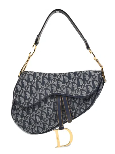 Pre-owned Dior 2000 Trotter Saddle Handbag In Blue