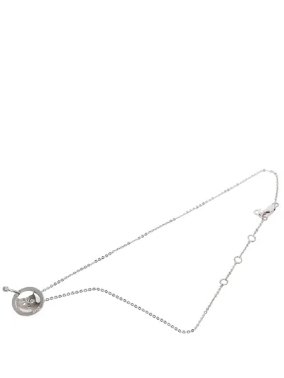 Pre-owned Dior 2000-2010 Brass Button Pendant Necklace Costume Necklace In Silver
