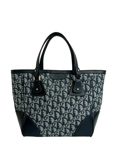 Pre-owned Dior 2000-2010 Issimo Trotter Canvas Zip Tote Bag In Blue