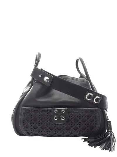 Pre-owned Dior 2000-2010 Leather Lattice Satchel In Black