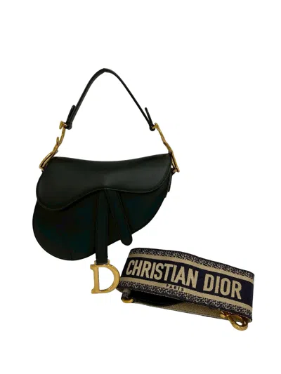 Pre-owned Dior 2000-2018 Mini Smooth Calfskin Saddle Bag Satchel In Black