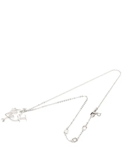 Pre-owned Dior 2000-2020 Brass I Love  Heart And Arrow Pendant Necklace Costume Necklace In Silver