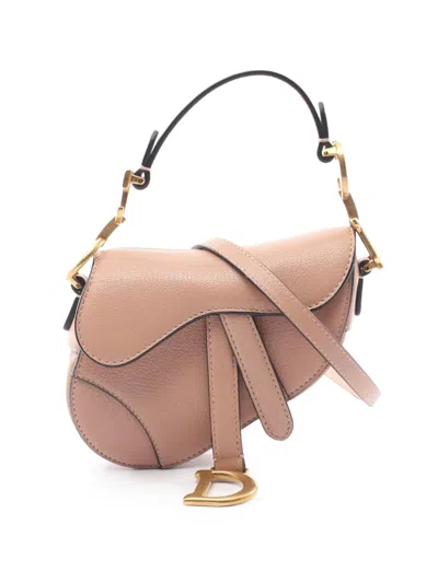 Pre-owned Dior 2000-2022 Micro Goatskin Saddle Bag Satchel In Brown