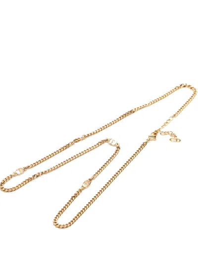 Pre-owned Dior 2000-2025 Gold Plated Cd Logo Chain Necklace Costume Necklace