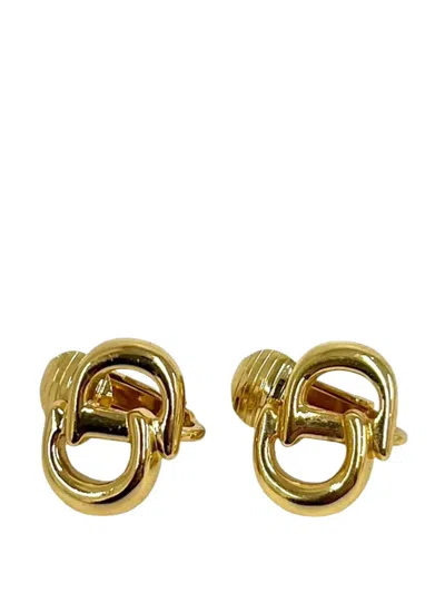 Pre-owned Dior 2000-2025 Gold Plated Cd Logo Clip On Earrings Costume Earrings